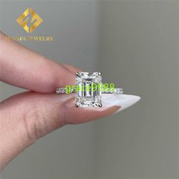 New Design Hidden Halo Pave Luxury Bridal Wedding Jewellery 18k 3Ct Emerald Lab Grown CVD Diamond Engagement Band Rings For Women