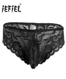 iEFiEL Brand Men Lingerie Lace Floral Bulge Pouch Low Rise Bikini Briefs Underwear Underpants for Men039s Gay Panties Size MXL6197505
