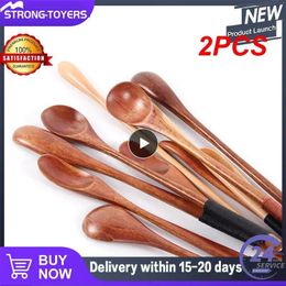 Coffee Scoops 2PCS Long Handle Spoon Creative Solid Wood Tableware Stir Stick Milk Tea Honey Wooden Spoons Tool