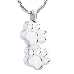 Pet Paw Urn Necklace for Ashes Stainless Steel Pendant Keepsake Memorial Cremation Jewelry 277j