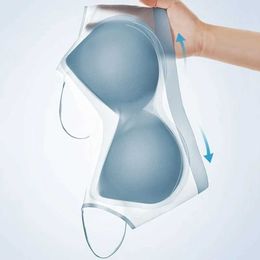 Maternity Intimates Seamless womens bras ice silk underwear small breasts sexy lingerie pads push up tube tops close fitting d240527