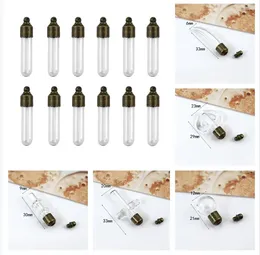 Bottles 30/50/100pcs Mix Shape Screw Cap Glass Vial Pendant Miniature Wishing Bottle Clear Oil Necklace Name On Rice Art Charms