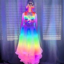 Led Rave Toy Cool full-color RGB pixel LED ski light dress stage dance performance bra singer costume Christmas dance party sexy props d240527