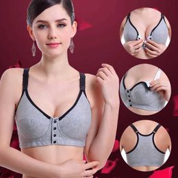 Maternity Intimates Pure cotton care bra without steel ring pregnant womens underwear large-sized front buckle sports d240527