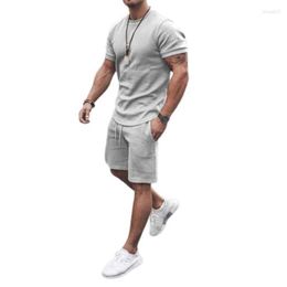 Men's Tracksuits Mens Ruos de verão T CHAMISTAS MENINAS MENINOS TERNO DE MASCO DO GETO O TOPS TOPES DE MANEIRA CURTA SPORTSWARE Sportswear Solid Color Mens Sets Plus Size M-5xlo8Ls