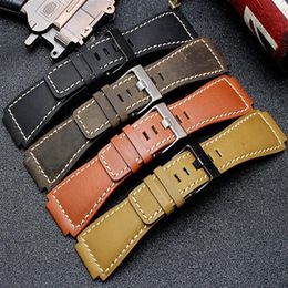 33 24mm Convex End Italian Calfskin Leather Watch Band For Bell Series BR01 BR03 Strap Watchband Bracelet Belt Ross Rubber Man 264J