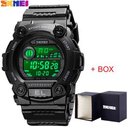 Digital Men's Watches SKMEI Sport FitnElectronic Chronograph Clock LED Waterproof Male Wristwatch With Box Relogio Masculino X0524 290W