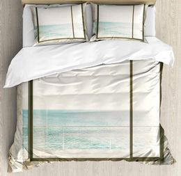 Bedding Sets Beach Duvet Cover Set Apartment Scenery With Wavy Sea Ocean Coastal Home Design Arwork 4 Piece