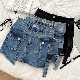 Skirts Jeans Girl Fashion All-matching Irregular Design Denim Skort Skirt Hip Women's Summer Faldas Clothes