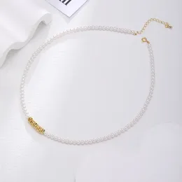 Pendant Necklaces Punk Fine 4mm Pearl Necklace With Clavicle Chain Beads For Women's Advanced Sense Mom Girls Gift Jewellery Accessories