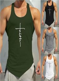 Men039s Tank Tops Gym Top Men Letter Printing Faith Shirt Fitness Clothing Mens Summer Sports Casual Slim Graphic Tees Shirts V3472255