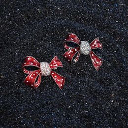 Brooches Wild Elegant Bow Women Enamel Crystal Scarf Button Brooch Pins Fashion Jewelry Bowknot