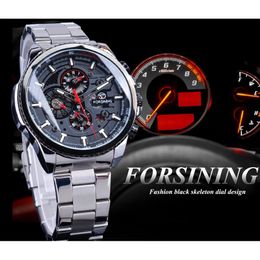 cwp 2021 Forsining watches Steampunk Design Three Small Dial Complete Calendar Waterproof Men's Automatic Top Brand Luxury Sport C 283u