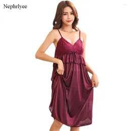 Women's Sleepwear 2024 Summer Sexy Ice Silk Night Dress Sleeveless Nighties V-neck Nightgown Women Nightdress Soft Nightwear For