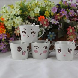 Mugs Ceramic Funny With Spoons Cartoon Couple Creative Compact Coffee Milk Juice Cups Christmas Gifts Drinkware