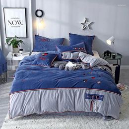 Bedding Sets Embroidered Towel Embroidery Set Soft Bedclothes Luxury Duvet/Quilt Cover Bed Linen Sheet 4 Pieces