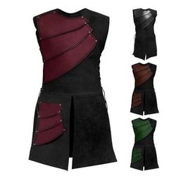 Adult Men Mediaeval Archer Larp Knight Hero Costume Warrior Black Armour Outfit Roman Solider Gear Coat Clothing M-3XL cosplay 348K