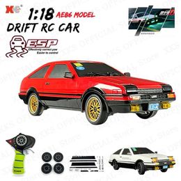 Electric/RC Car Electric/RC Car AE86 Model 1/18 RC Car 2.4G Remote Control 15Km/H All Wheel Drive Road LED Light ESP Gyroscope RC Drift Racing Toy Car Gift WX5.26