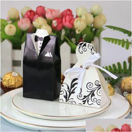 Gift Wrap 50/100Pcs Bride And Groom Wedding Favour Gifts Bag Candy Box Diy With Ribbon Decoration Souvenirs Party Supplies Cx220423 D Dhjcx