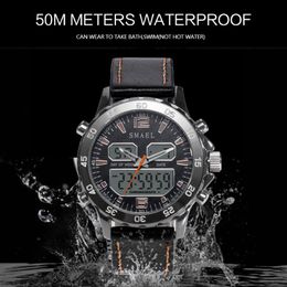 Sport Watches Waterproof Genuine Dual Display Quartz WristwatchesCool Man Clock Fashion Smart Digital Watch LED Men 1281 2777