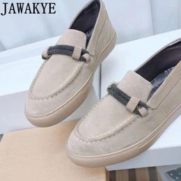 Casual Shoes JAWAKYE Women Loafers Real Suede Leather Walk European Designer Spring Oxfords Round Toe Lazy Flats