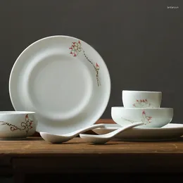 Plates El Supplies Hand-painted Tableware Club Restaurant Creative Ceramic Set Dishes Bowls And Bone China 4 Pcs