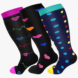 Women Socks Extra Wide Calf Compression Circulation Swelling Support Plus Size Calves Leg Stockings Fluorescence Breathable