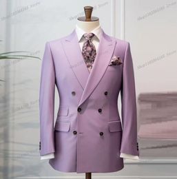 Men's Suits Light Purple Men Blazer Business Formal Office Coat Casual Work Prom Single Jacket Wedding Party Fashion Male Suit A15