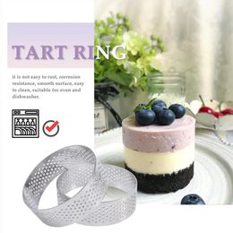 Party Decoration 6Pcs 6cm Tart Ring Stainless Steel Tartlet Mold Circle Cutter Pie Heat-Resistant Perforated Cake Mousse Molds