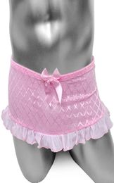 Sissy Skirts Panties Sexy See Thru Gay Male Underwear Club wear Nightwear Plaid Sexy Lingerie Underwear Ruffles Panties For Men1880169