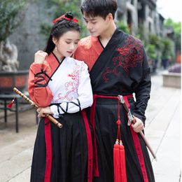 Couples Chinese Hanfu Ancient Traditional Costume Folk Dance Wushu Clothing Women Men QERFORMANCE Wear Festival Outfit DN4908 259D