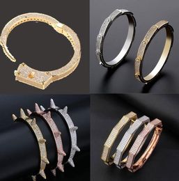 14K Iced Out Classics Fashion Designer Gold Bracelet Copper Bangle Cool CZ Stone Luxury Cubic Zirconia Hip hop Bracelets2769814