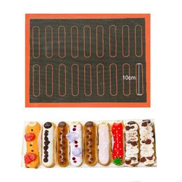 Rolling Pins & Pastry Boards Silicone Mat 18 Eclair Non Stick Puff Perforated Liner Pad Macaron Cookie Bread Mould For Baking Tools Oven 271t