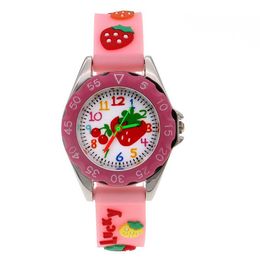 Children's watches Strawberry Watches Little Girls Watch Pink Watch Purple Watches Student Watches Silicone Strap Watch Boy Girls Gifts Kids Watch Y240527