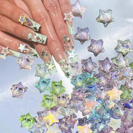 Nail Art Decorations 30pcs Star Charms Ice 3D Crystal Stars Rhinestones Aurora Resin DIY Manicure Accessories Supplies Y2K Mixed