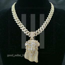 Projektant mrożony CZ Jezus Head Wendant Fashion wiara Wysokiej jakości naszyjnik Złoty srebrny srebrny wylewany 13 mm diamentowym łańcuchem linków C2F