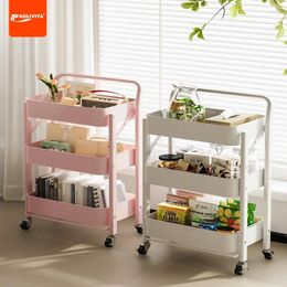 Kitchen Storage Aoliviya Foldable Bookshelf Trolley Rack Floor Mobile Bedroom Snack With Wheels Article Shelf