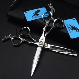Professional Japan 440c steel 6 inch Bull head hair cutting scissors haircut thinning barber cut shears hairdressing scissors 240527