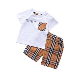 Hao Baby Wholesale Boys Clothing Suits 1-5Y Boy's and Girl's Formal Handsome Plaid Leisure Two-Piece Suit Children's Set