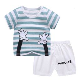 Summer Kids Boutique Clothes Toddler Girl Outfits Set Cartoon Lion T-Shirts & Stripe Shorts 2 Pieces Suit Baby Boys Tracksuit