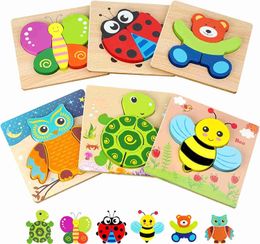 3D Puzzles Sorting Nesting Stacking toys Preschool Puzzle Wooden Puzzle Animal Puzzle 1 2-3 Year Old Girl Boy Preschool Education Kindergarten Toy Gifts WX5.26