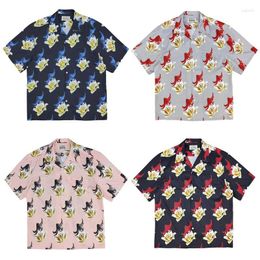 Men's Casual Shirts Men Women Quality Summer Hawaiian Style WACKO Flowers Full Printing Short Sleeves Top Inside Tags