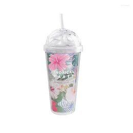 Mugs Cute Cup With Lid And Straw Travel Tumbler Reusable Plastic Water Bottle