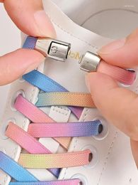 Shoe Parts Elastic No Tie Shoelaces With Locking Toggle Fashion Laces For Sneakers Sports Shoes Children's Flat Shoelace Woman