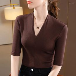 Women's T Shirts HIgh Quality 2024 Women Tops Elastic Force Design Winter Autumn T- Shirt Female Clothing Sexy Crop Top Clothes Casual
