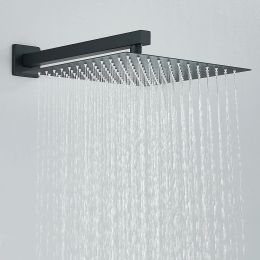 Black Concealed Shower Faucet Rainfall Shower With Slide Bar Rotate Bottom Spout Embedded Mixer Bathtub Shower For Bathroom