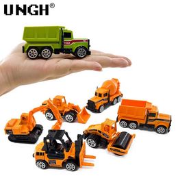 Diecast Model Cars UNGH 6-piece alloy die-casting engineering vehicle model yellow green truck excavator tractor childrens toy car toy S2452744