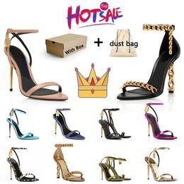With Box Dress Shoes ford Heels Padlock Pointy Naked tom Sandal Pointy Toe Shape Shoes Office Woman Designer Buckle Ankle Strap Heeled High Heels Sandals Pumps 35-43