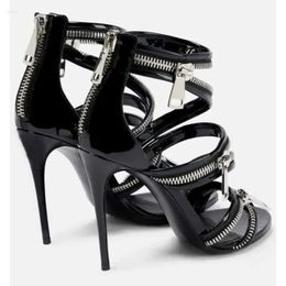 Slim Summer Sandals Women Zipper Fashion High Heel Sexy Nightclub Party Show Women's Shoes Size 35- 7dc 's