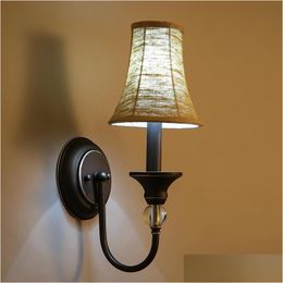 Wall Lamp El Guest Room Cloth Chimney Bedside Bedroom Light Library Living Corridor With Tall Drop Delivery Dhjqp